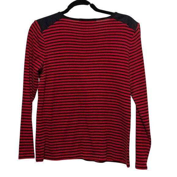 Lauren Ralph Lauren Womens Medium Embroidered Crest Red Striped Long Sleeve Top - Picture 4 of 10
